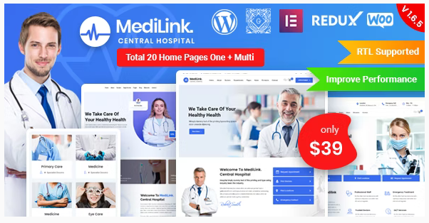 [Themeforest] Medilink v1.6.6 - медицина и здоровье WordPress тема (2022)