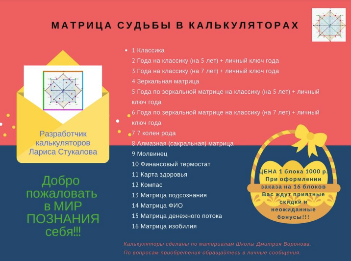 [Лариса Стукалова] Калькулятор «Матрица судьбы» (2023)