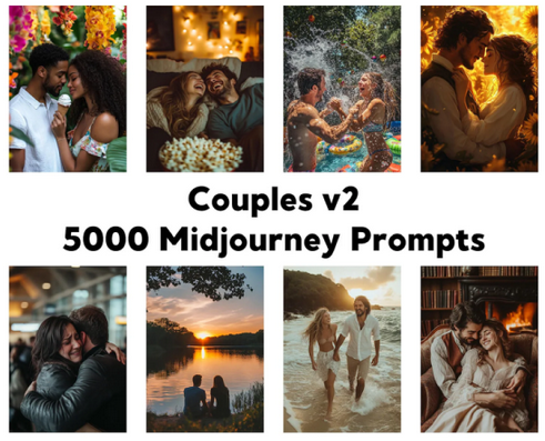 [ChillaxDesignsArt] 5000 промптов для создания изображений влюбленных пар в Midjourney (2025)