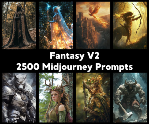 [ChillaxDesignsArt] 2500 промптов для создания фэнтезийных персонажей в Midjourney (2025)