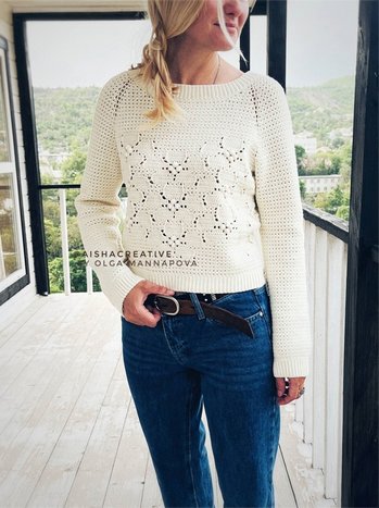 [Ольга Маннапова] [aishacreative] Джемпер Белый Гибискус (2025)