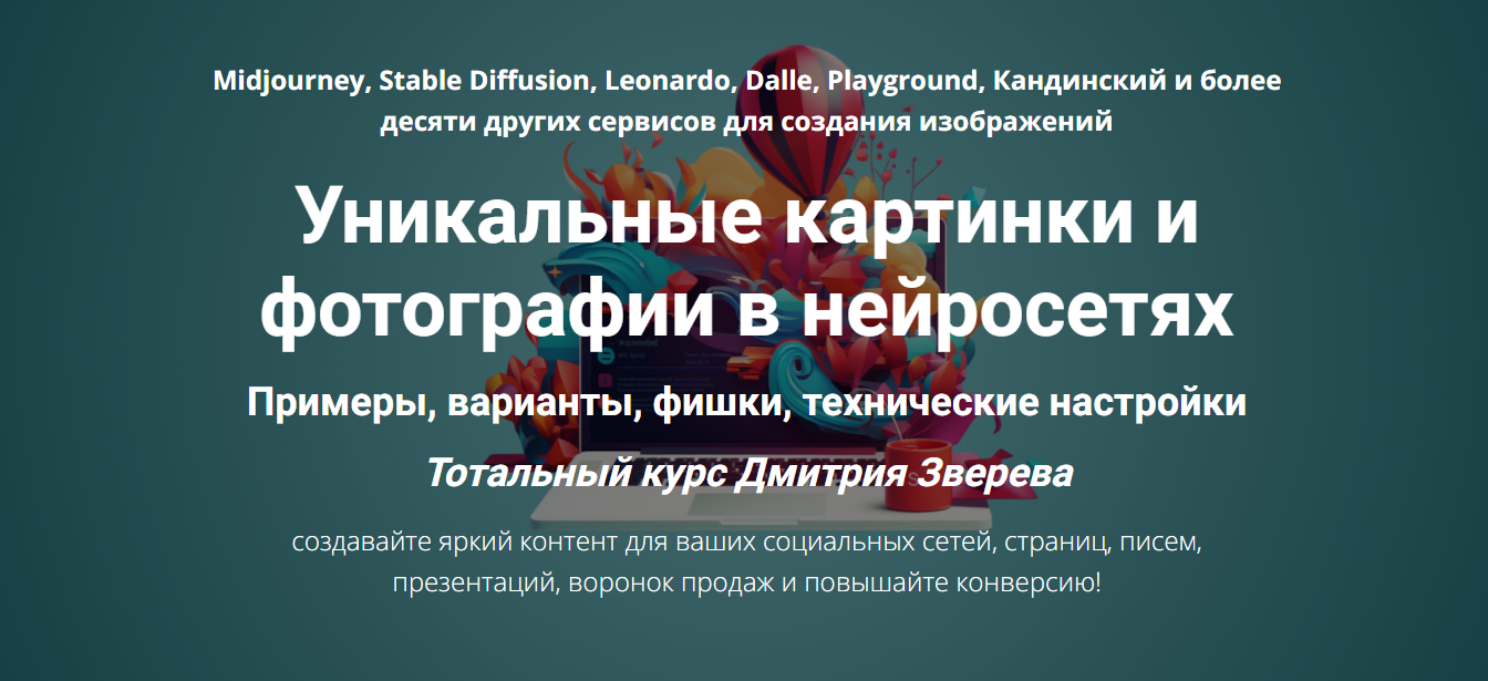 [Дмитрий Зверев] Уникальные картинки и фотографии в нейросетях (2024)