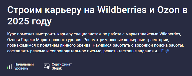 [Евгений Новиков] Строим карьеру на Wildberries и Ozon в 2025 году