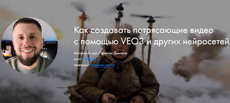 [Дмитрий Пелипас] Как создавать потрясающие видео с помощью VEO3 и других нейросетей (2025)
