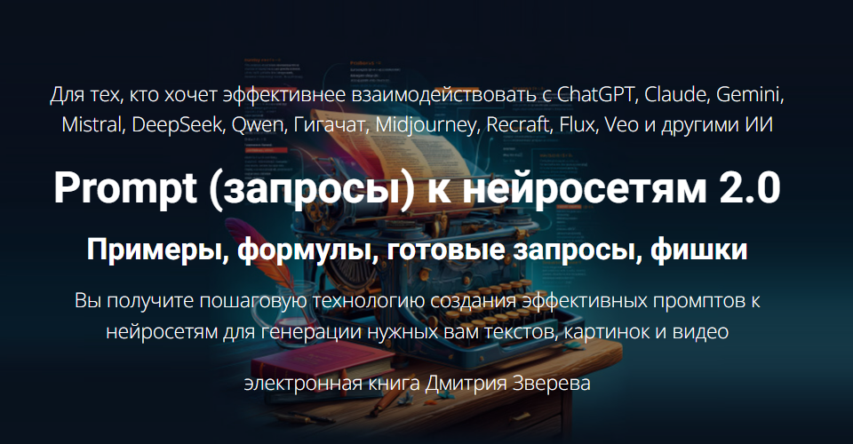 [Дмитрий Зверев] Prompt (запросы) к нейросетям 2.0 - примеры, формулы, готовые запросы, фишки (2025)