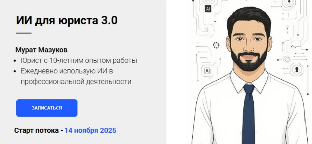 [Мурат Мазуков] ИИ для юриста 3.0. Тариф Видеоматериалы (2025)
